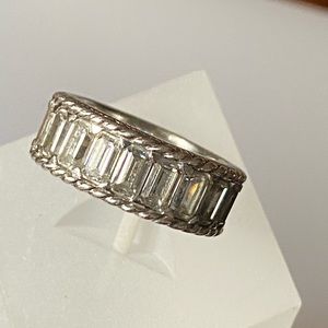 Judith Ripka Baguette Diamonique Ring, Size 6, GUC